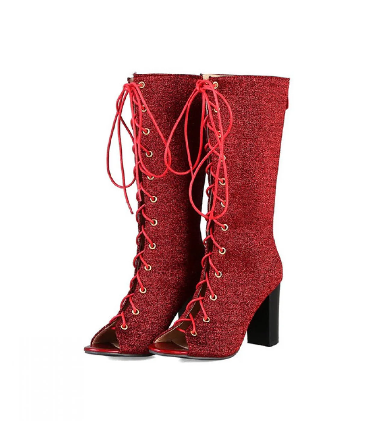 2022 Fashion New Summer Shoes Tacco alto Décolleté da donna Sandali Boot Lace Up Open Toe Stivali medi Taglia 32 43