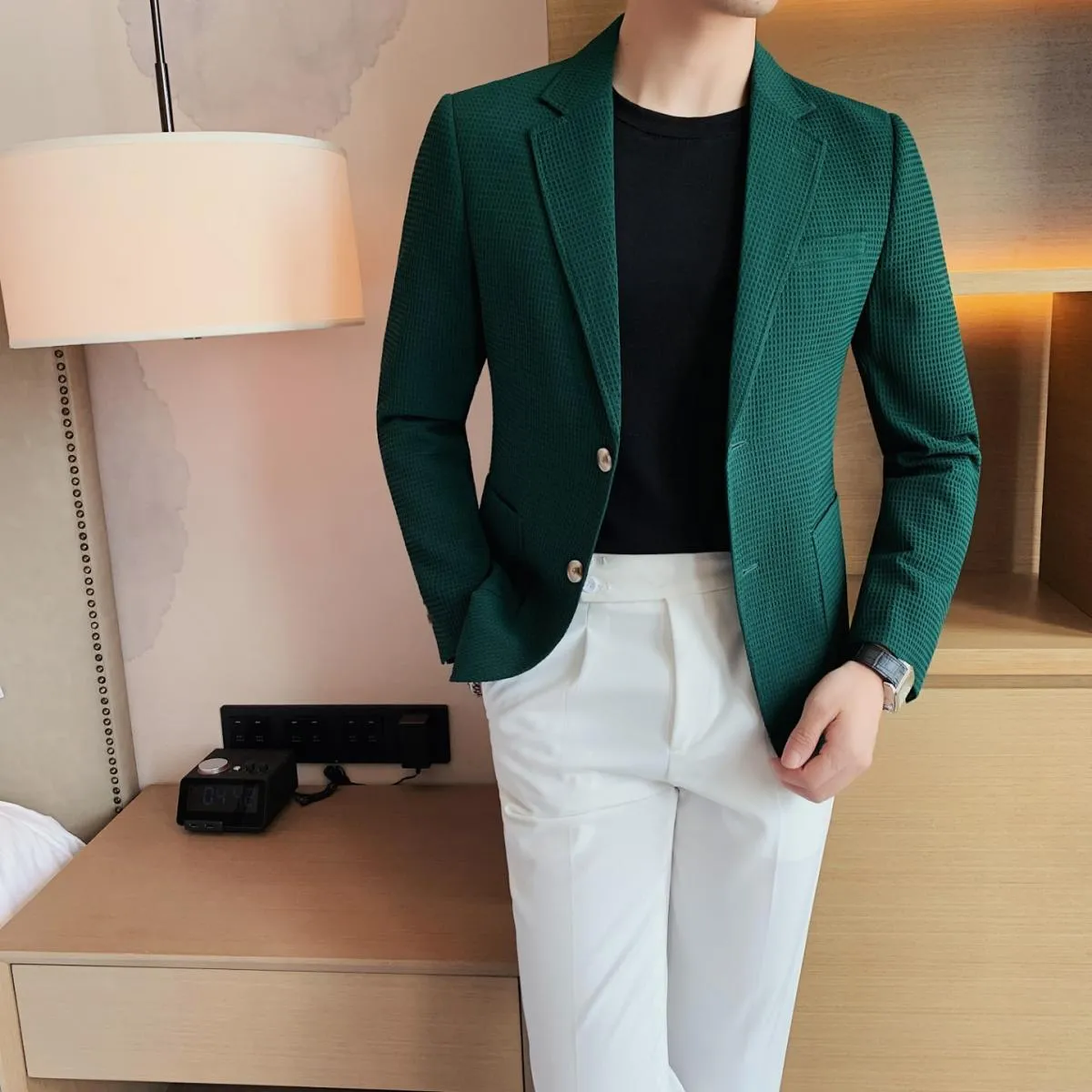2023 Nuovo Arrivo Vestito da Uomo Waffle Giacca Blazer Cappotto di Lana In Modello Pied De Poule Per L'autunno E L'inverno, Waff