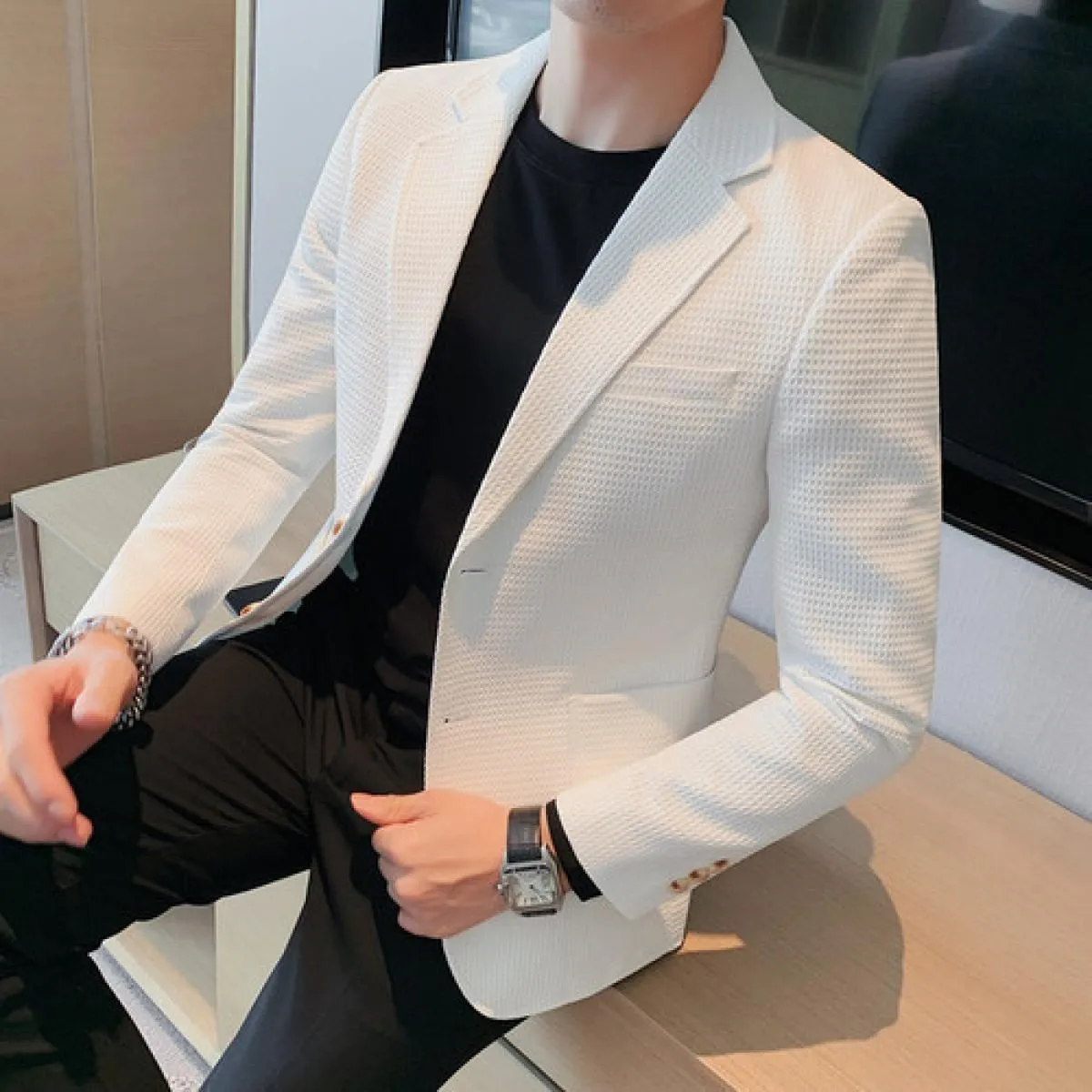 2023 Nuovo Arrivo Vestito da Uomo Waffle Giacca Blazer Cappotto di Lana In Modello Pied De Poule Per L'autunno E L'inverno, Waff