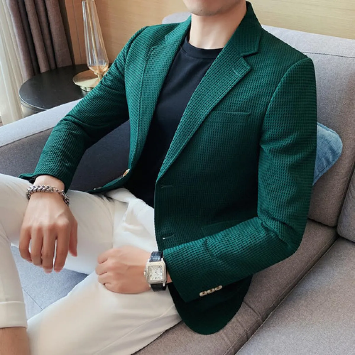 2023 Nuovo Arrivo Vestito da Uomo Waffle Giacca Blazer Cappotto di Lana In Modello Pied De Poule Per L'autunno E L'inverno, Waff