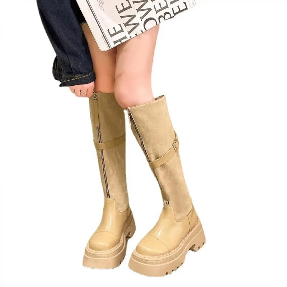 2024 Scarpe da donna di vendita calde invernali sopra il ginocchio stivali moderni punta tonda per adulti tacchi alti impiombati