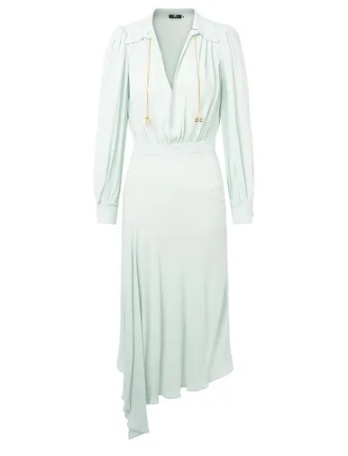 Abito chemisier Elisabetta Franchi verde acqua con gonna asimmetrica