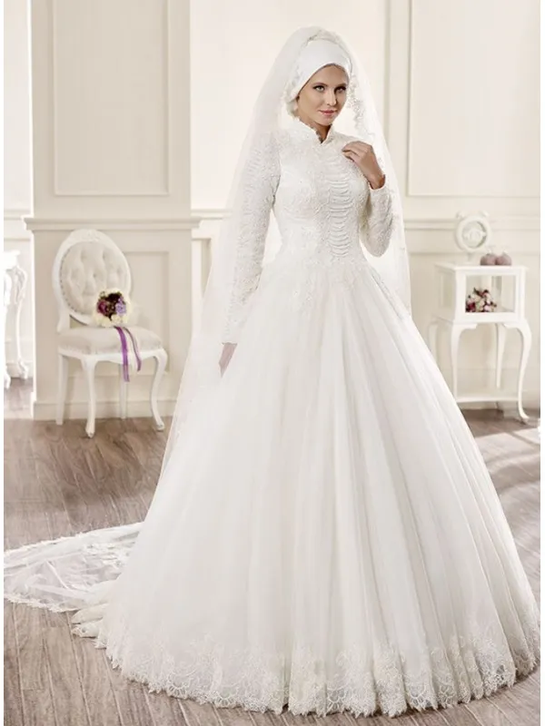 Abito da Sposa Tradizionale Classico Invernale con maniche lunghe foderate