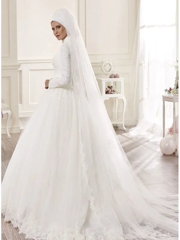 Abito da Sposa Tradizionale Classico Invernale con maniche lunghe foderate