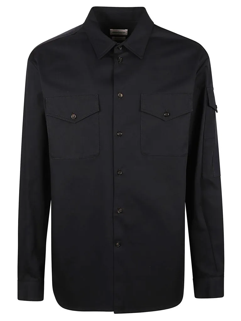 ALEXANDER McQUEENLOGO TAPE MLTR SHRT Navy