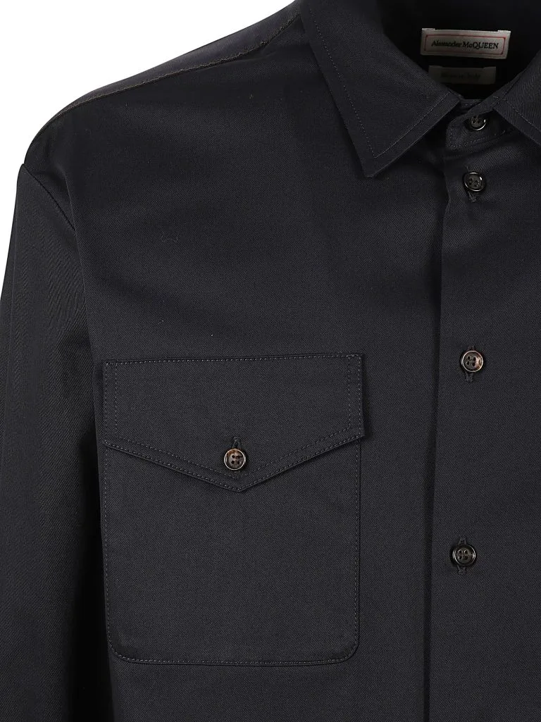 ALEXANDER McQUEENLOGO TAPE MLTR SHRT Navy