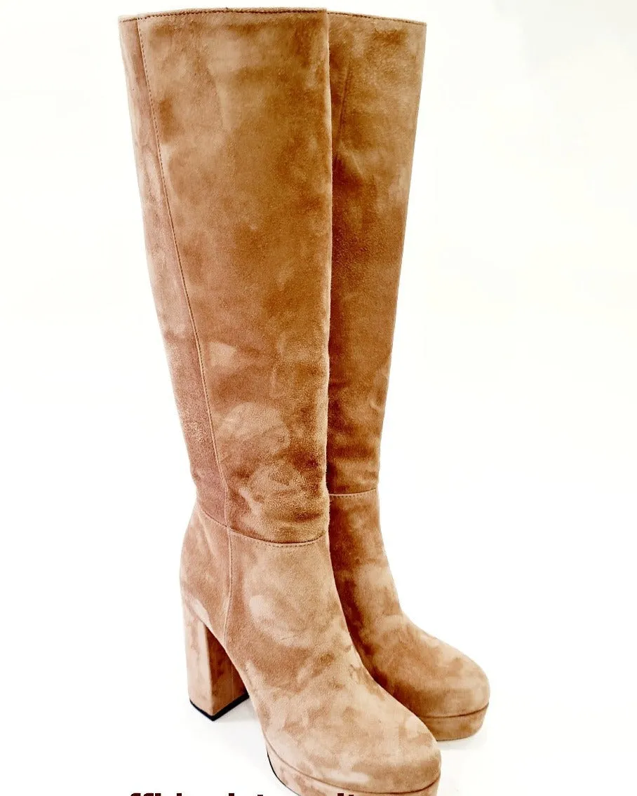 ANDREA PINTO STIVALE TACCO ALTO 11 CM.PLATEAU 3 CM. CAMOSCIO TORTORA RIF.69