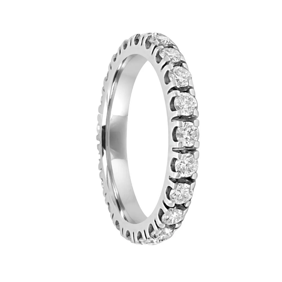 Anello eternity in oro bianco e diamanti ct 1.05, mis 12