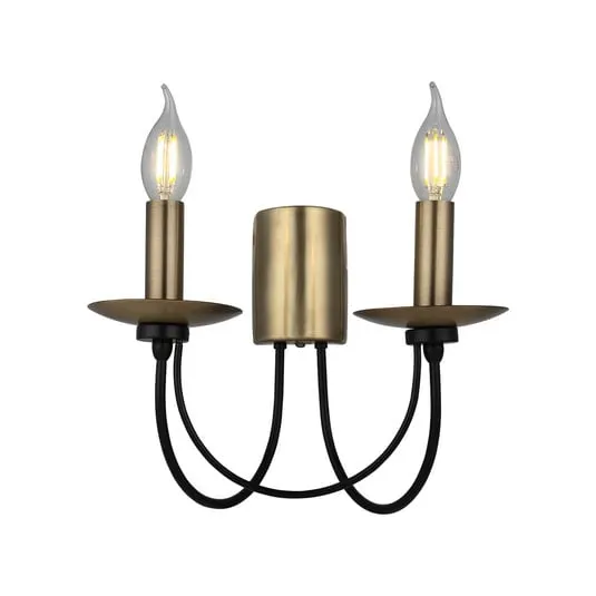 Applique Dofa, ottone anticato/nero, 2 luci