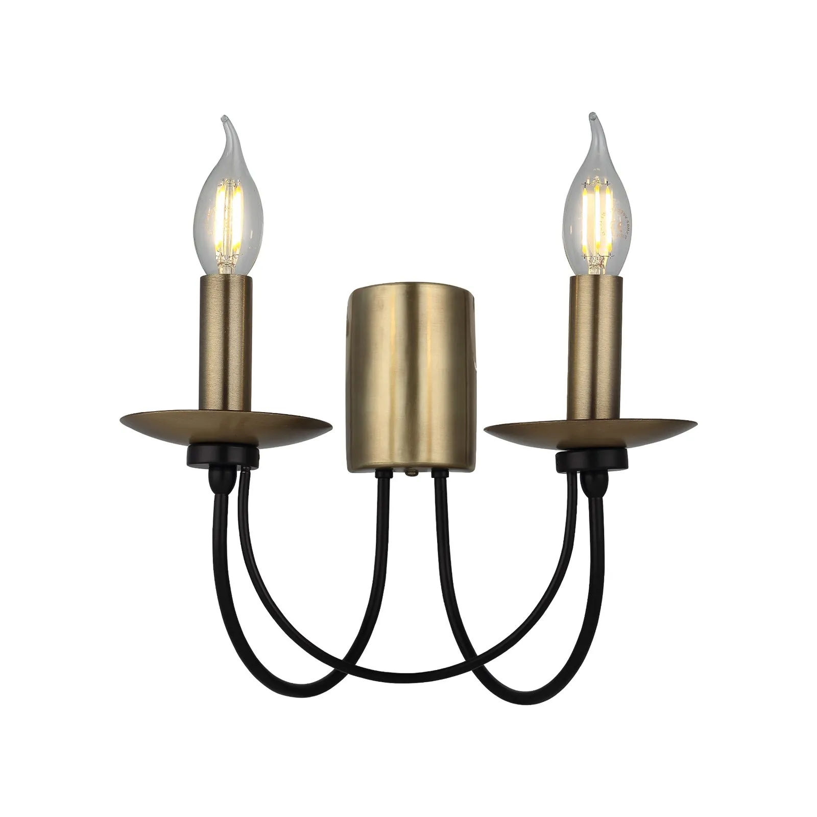 Applique Dofa, ottone anticato/nero, 2 luci