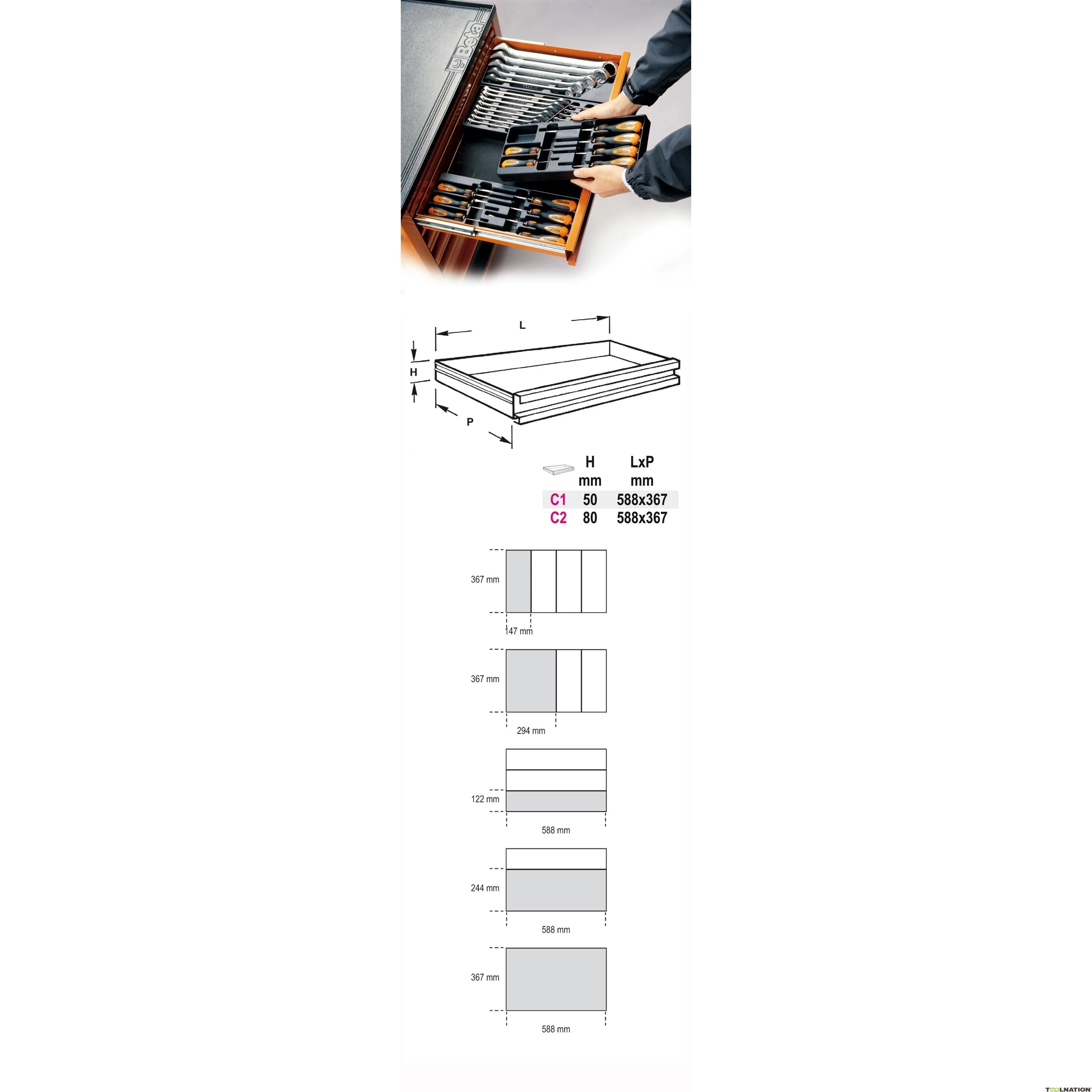 Beta 024240102 T102 Contenitori rigidi preformati con utensili assortiti