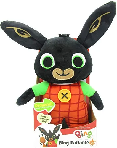 Bing - Peluche 33cm Parlante, Personaggio Bing, Premi Il Bottone e Dirà Le Sue Frasi Preferite, Per Bambini A Partire Dai 0 Mesi