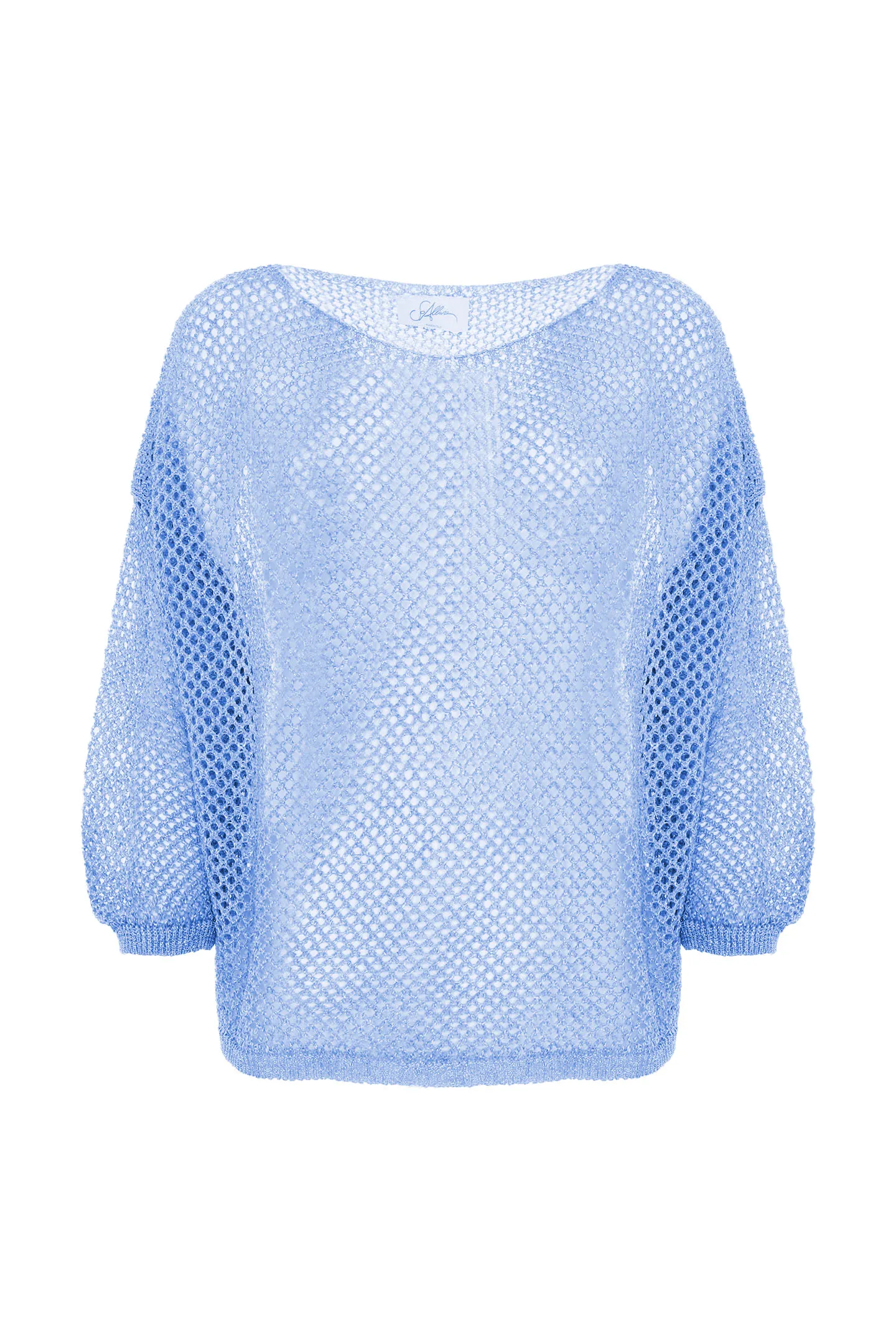 BOXY SWEATER BOAT NECKLINE CROP LUREX
