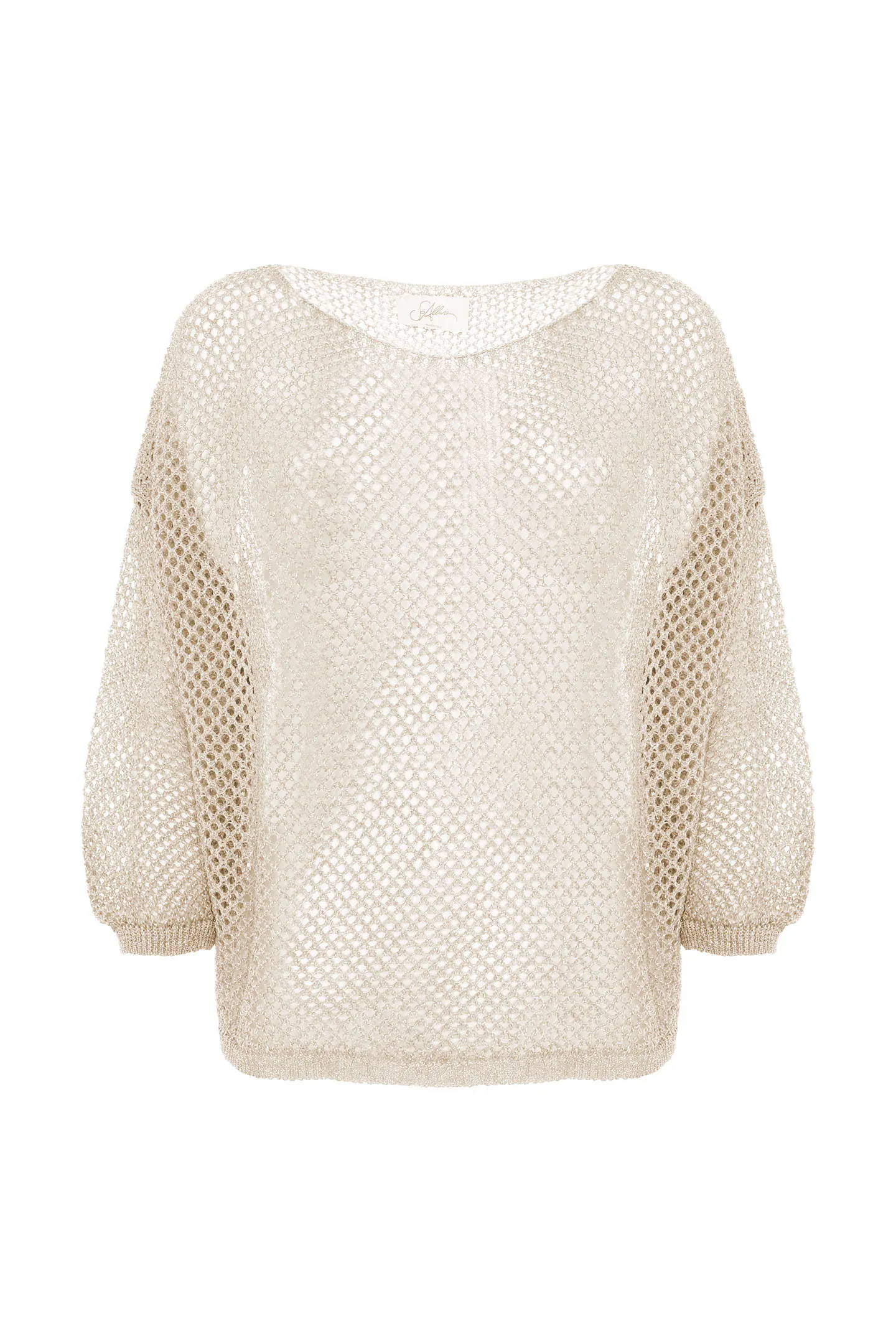 BOXY SWEATER BOAT NECKLINE CROP LUREX