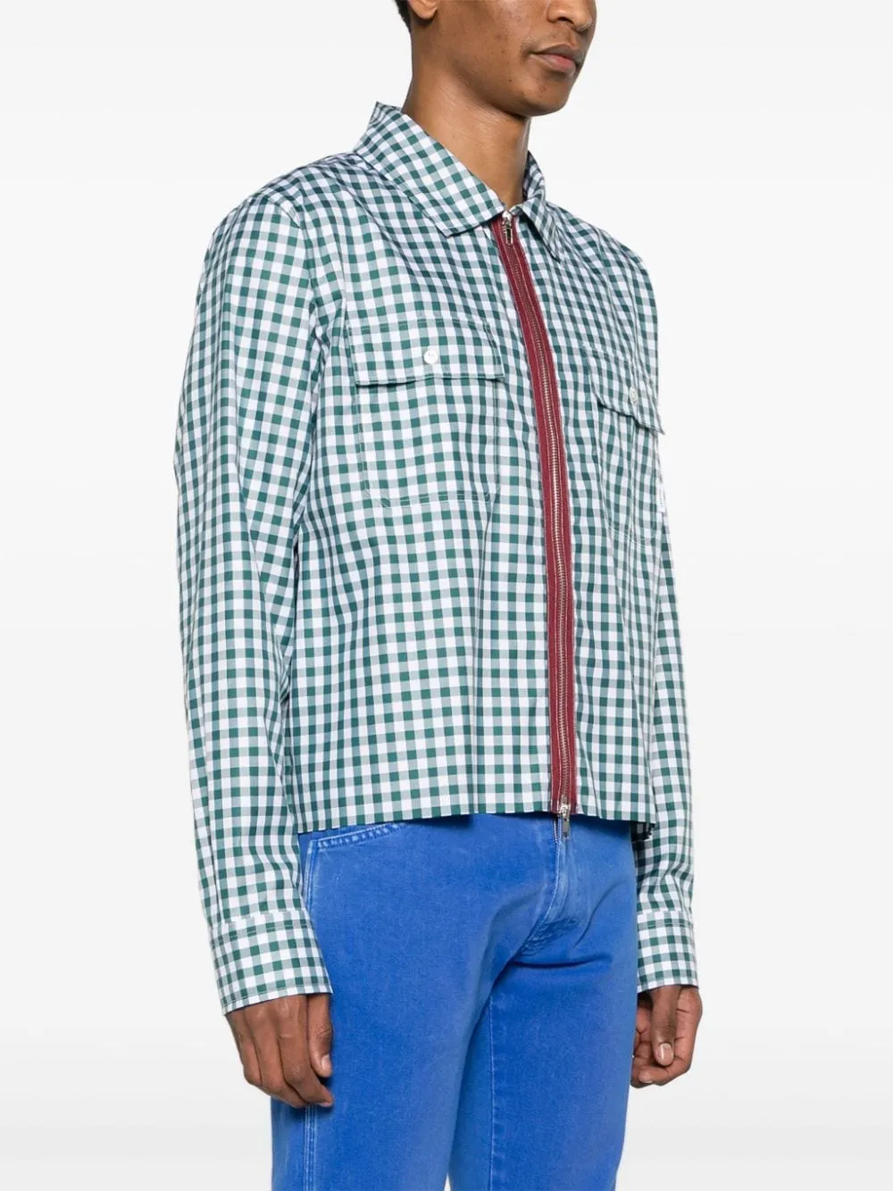 Camicia a quadri in bianco , blu e rosso - uomo