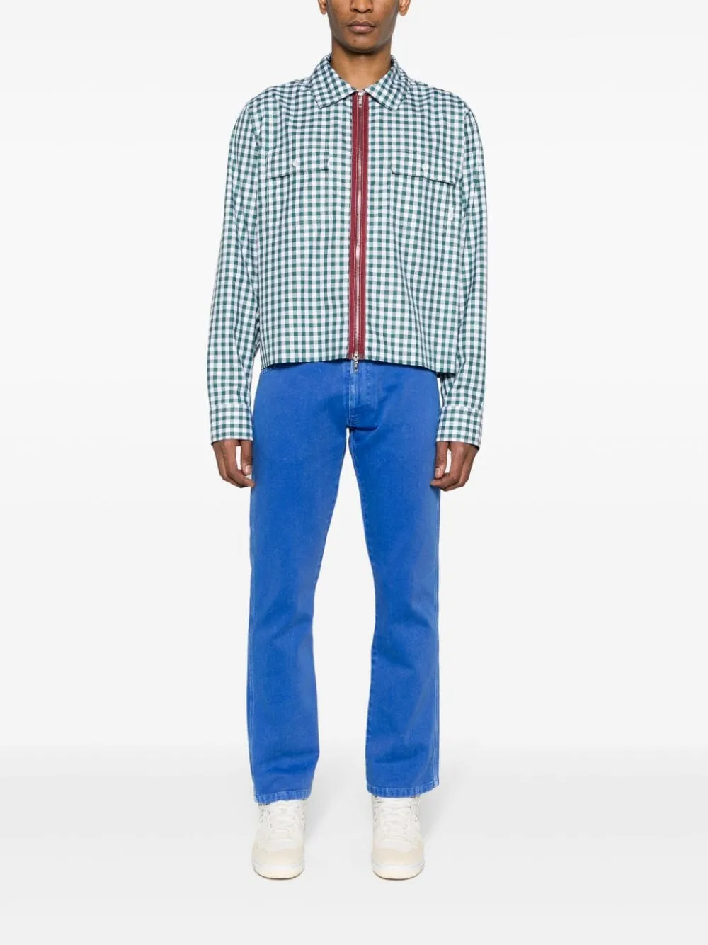 Camicia a quadri in bianco , blu e rosso - uomo
