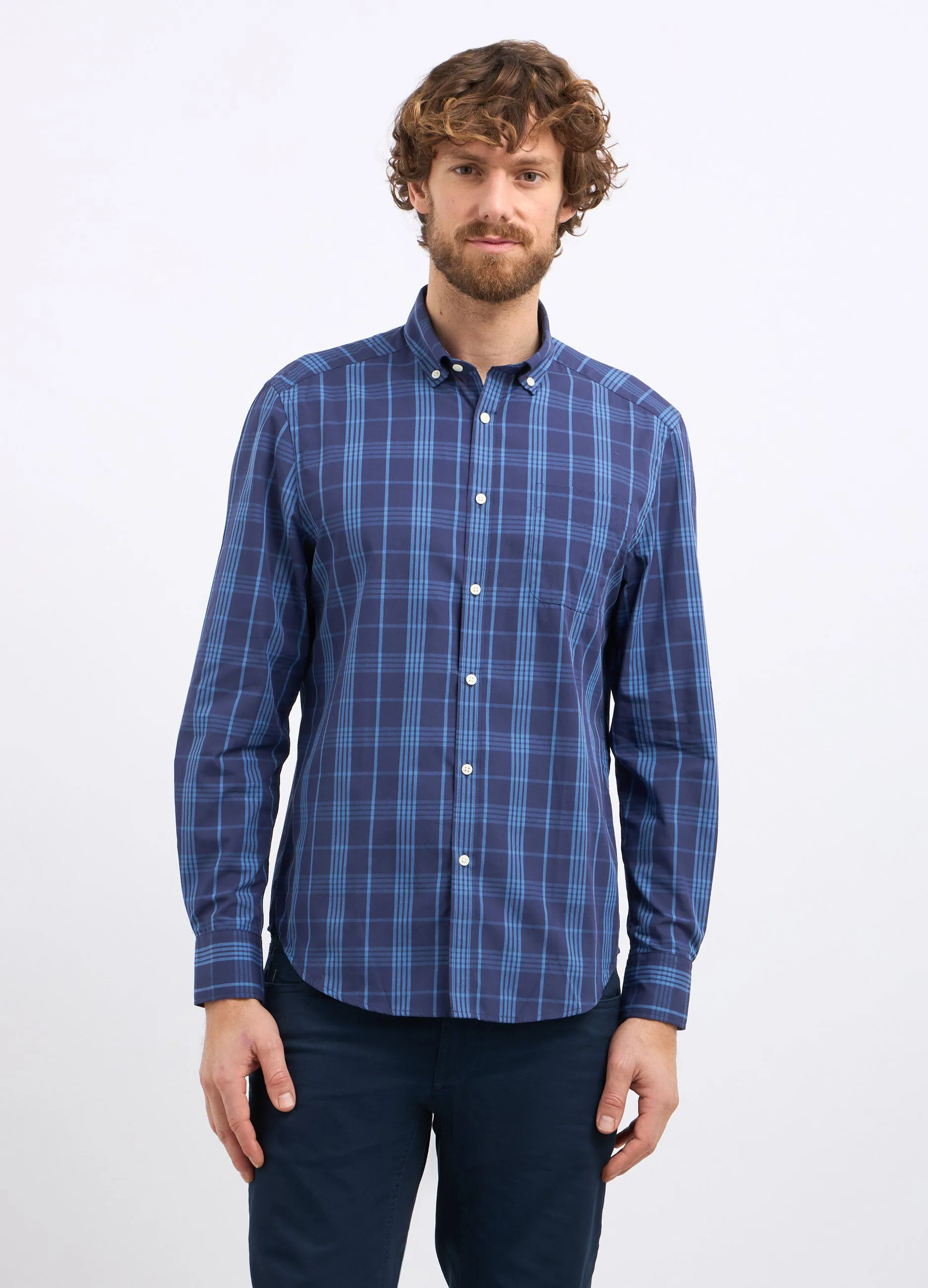 Camicia a quadri in misto cotone uomo