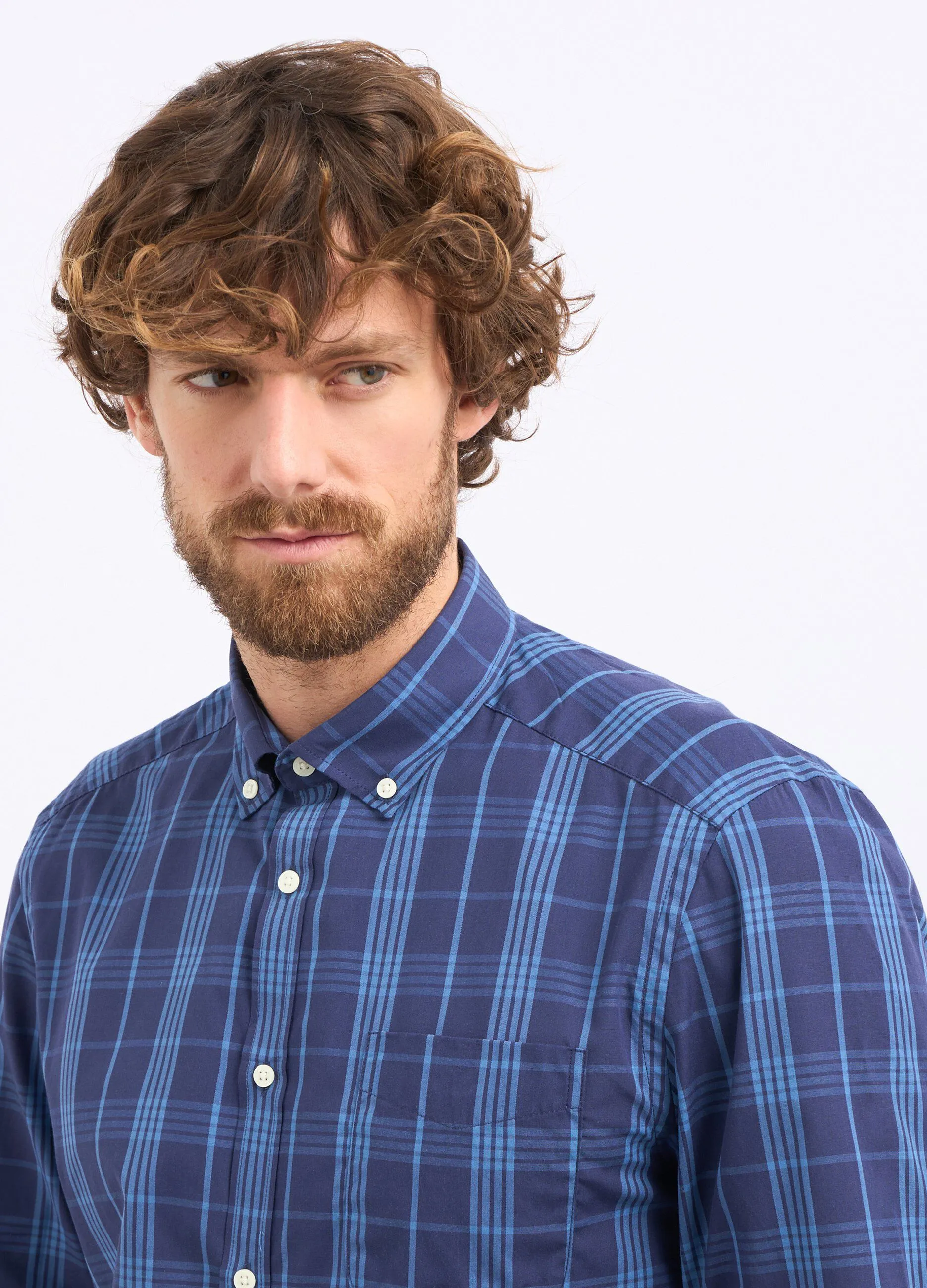 Camicia a quadri in misto cotone uomo