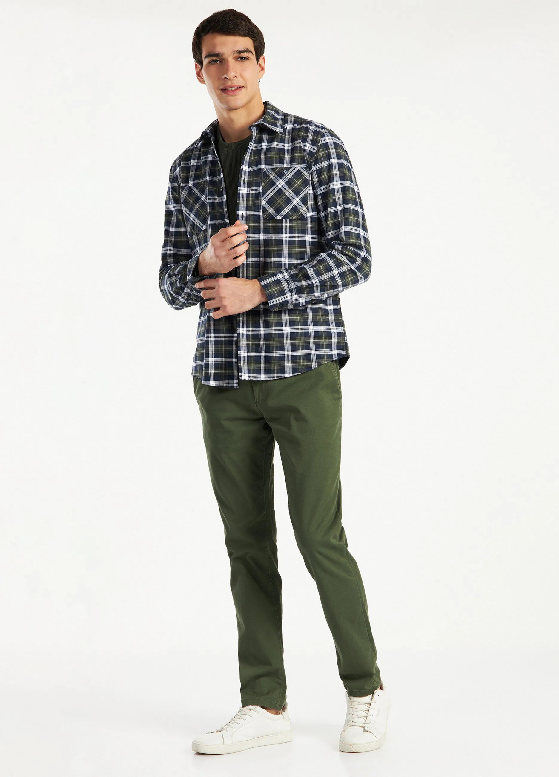 Camicia a quadri in puro cotone uomo