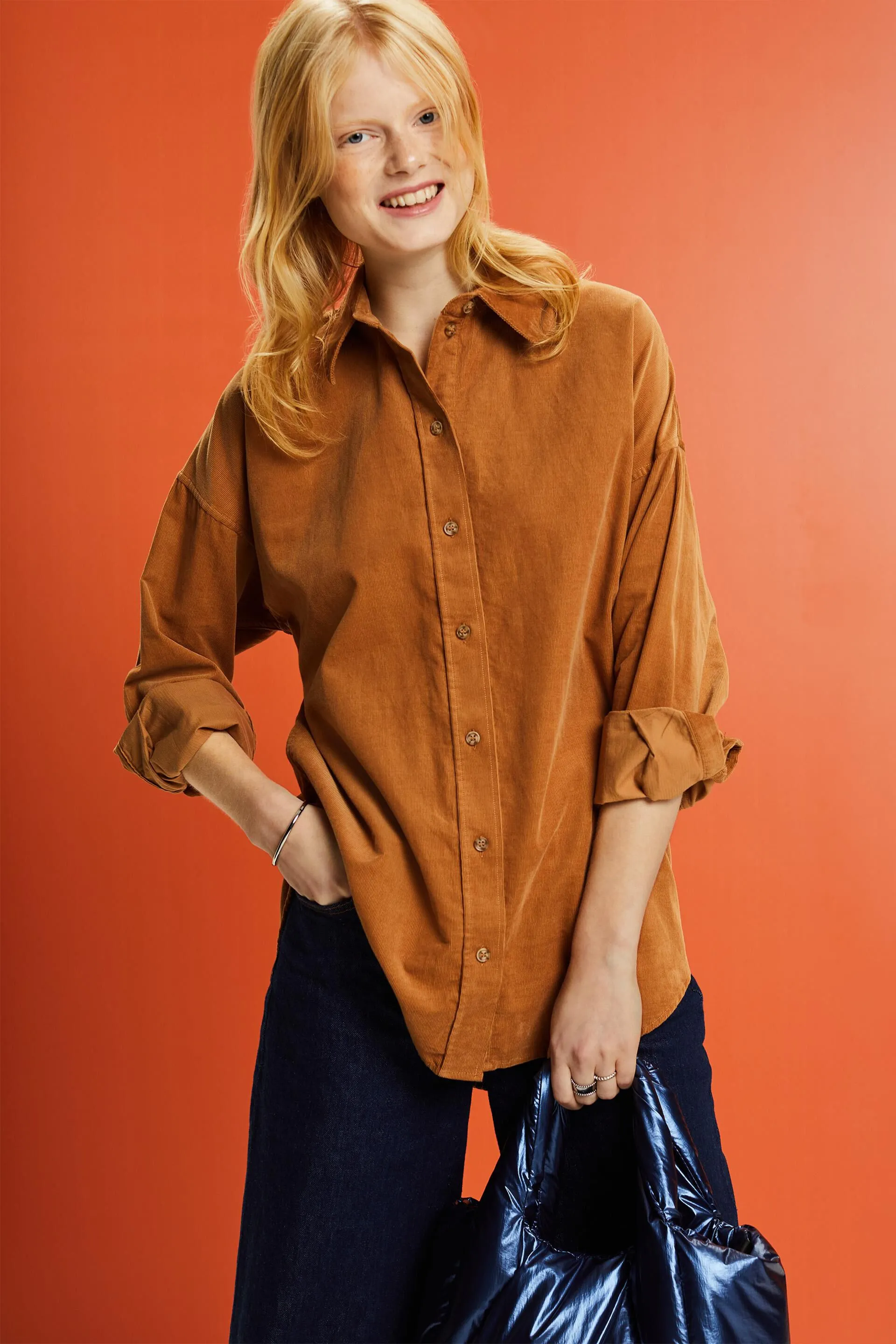 Camicia blusata oversize in velluto
