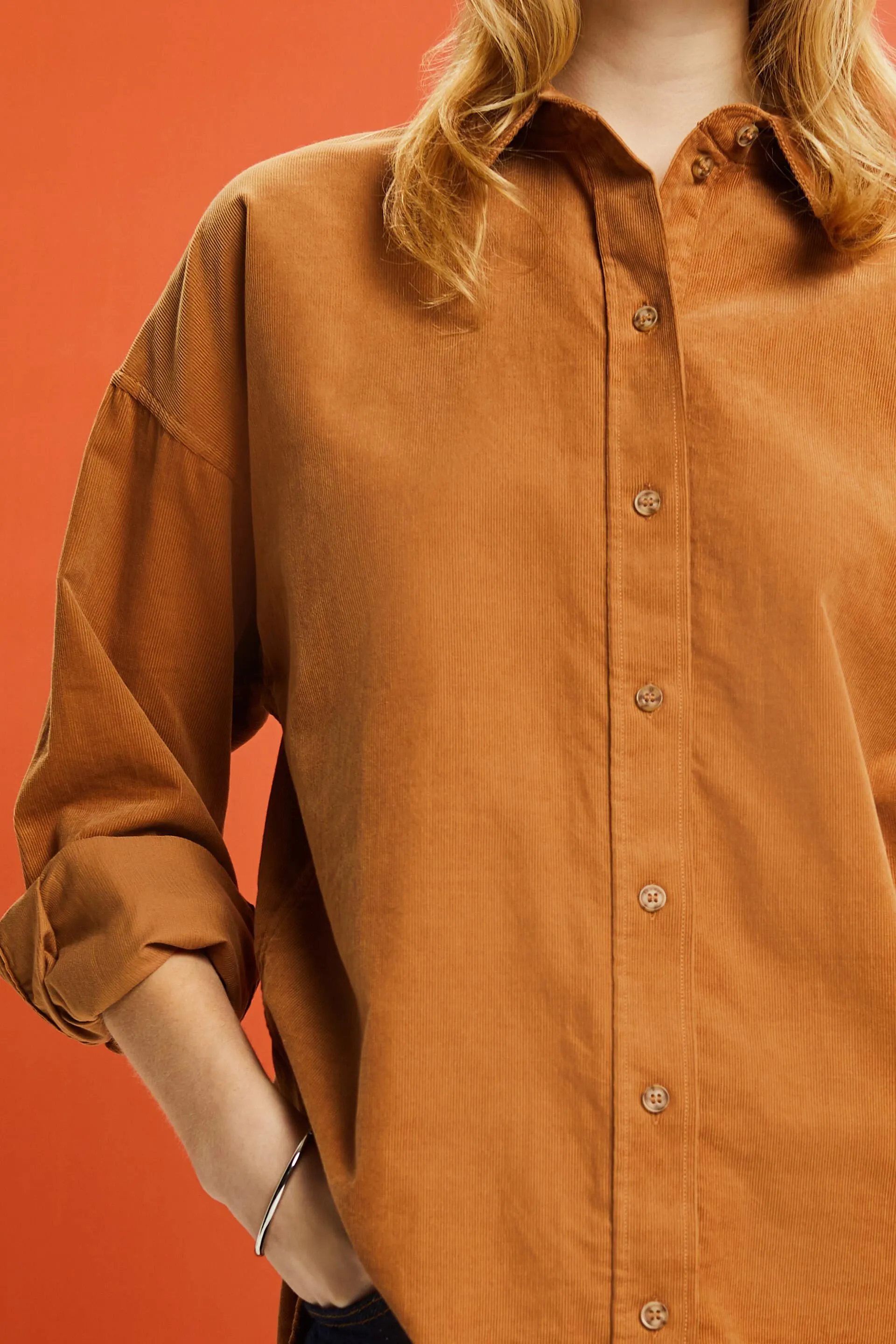 Camicia blusata oversize in velluto