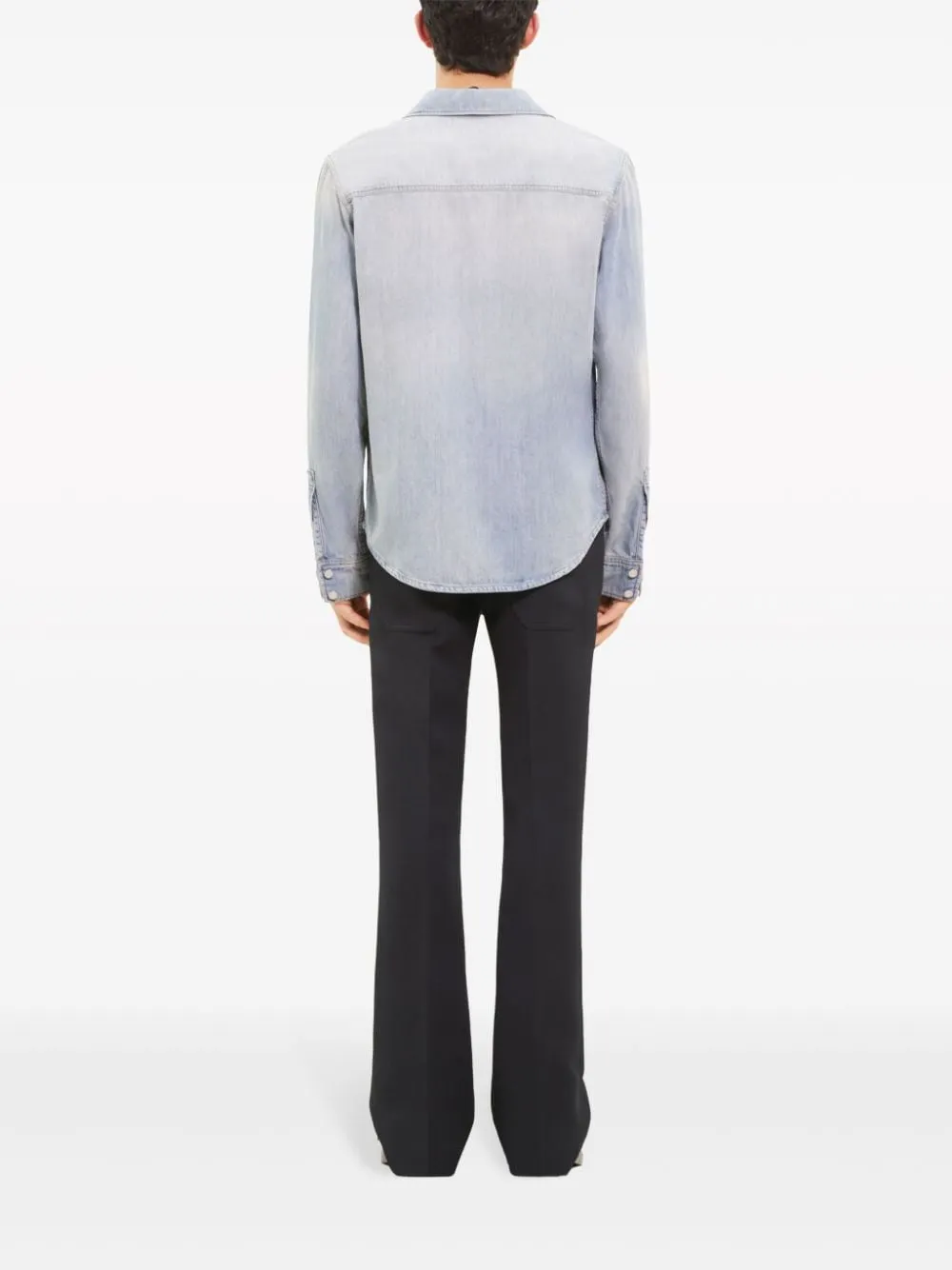 Camicia denim western in blu - uomo