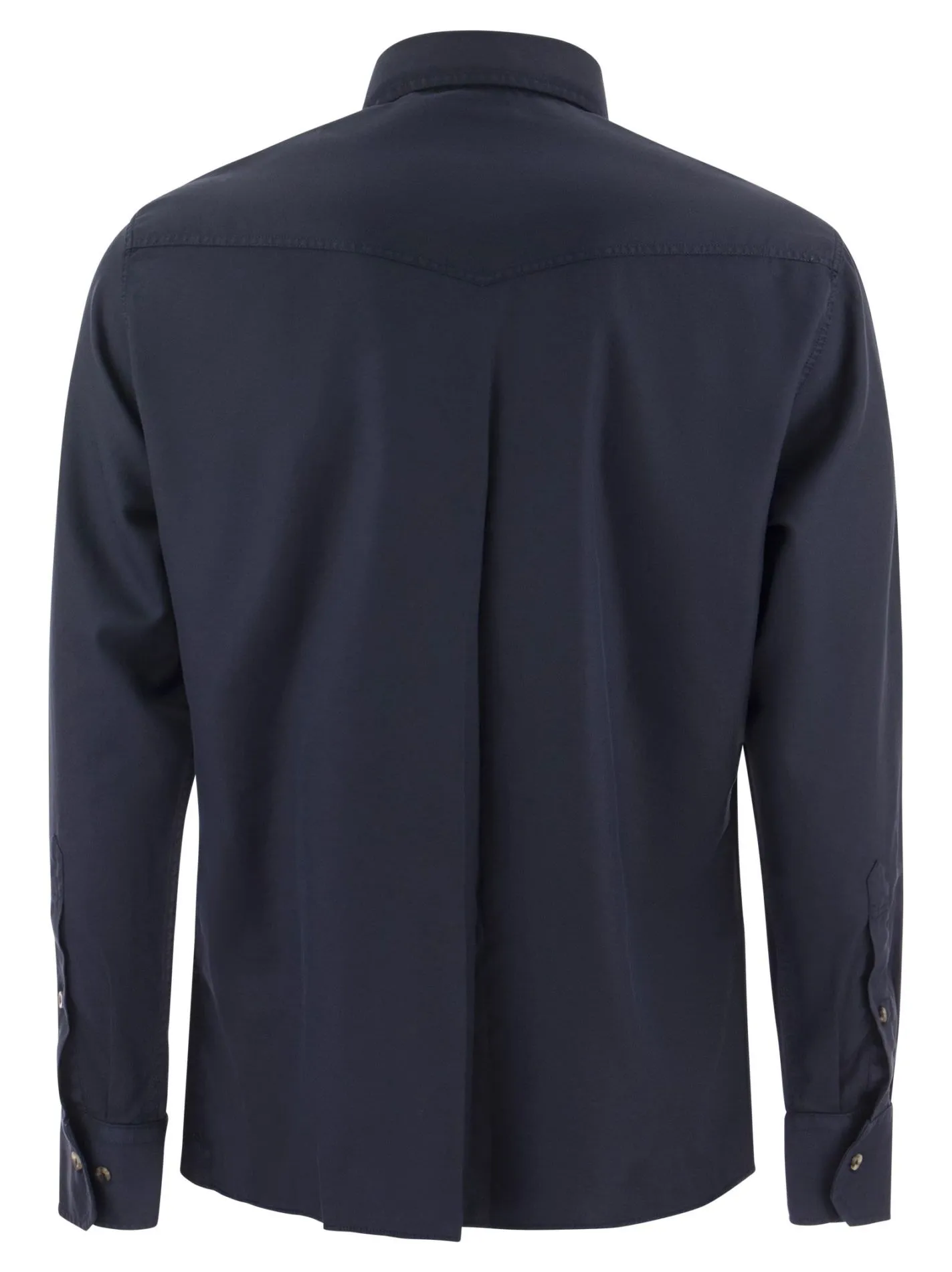 Camicia easy fit in twill tinto capo con bottoni automatici