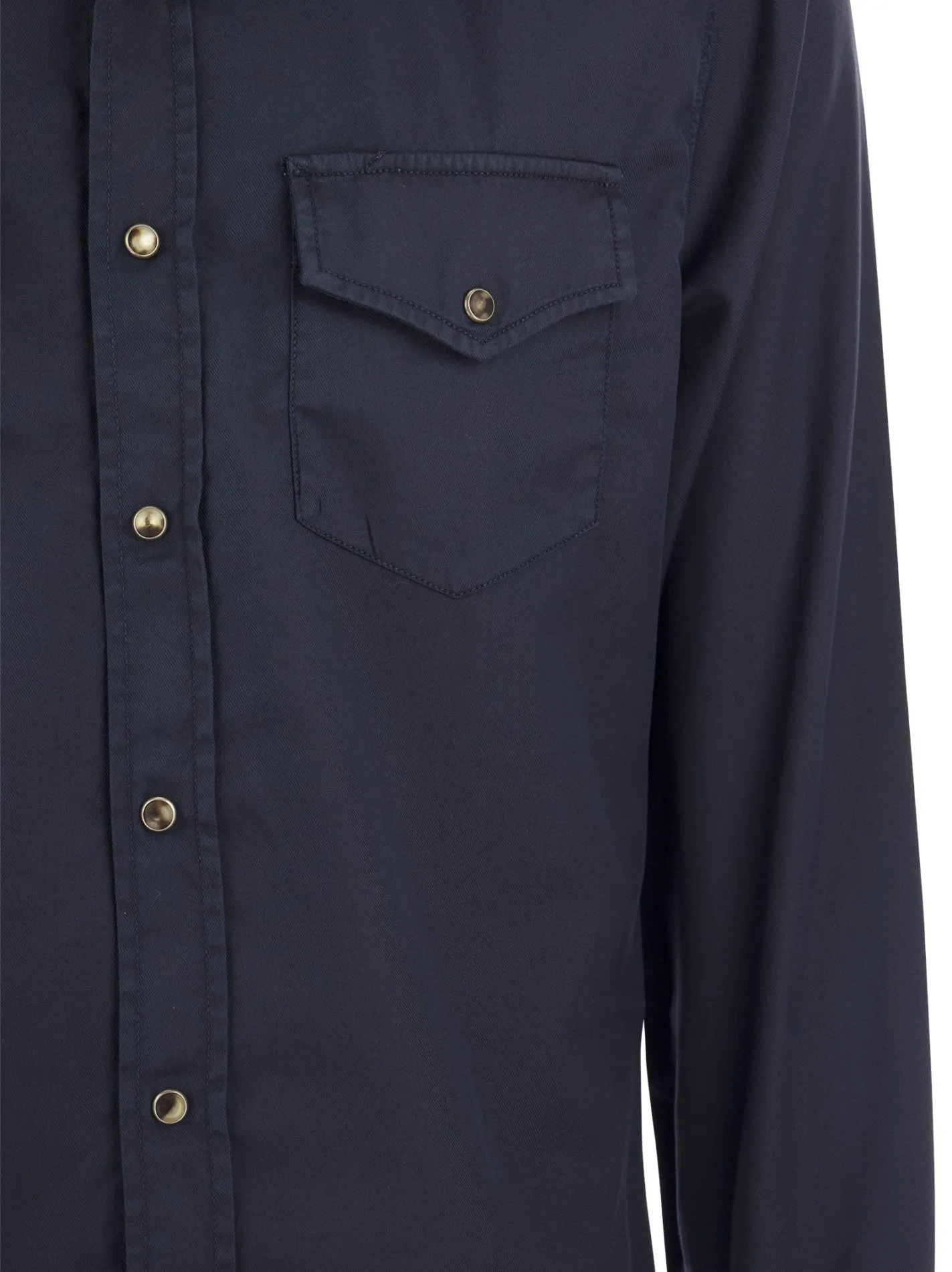 Camicia easy fit in twill tinto capo con bottoni automatici