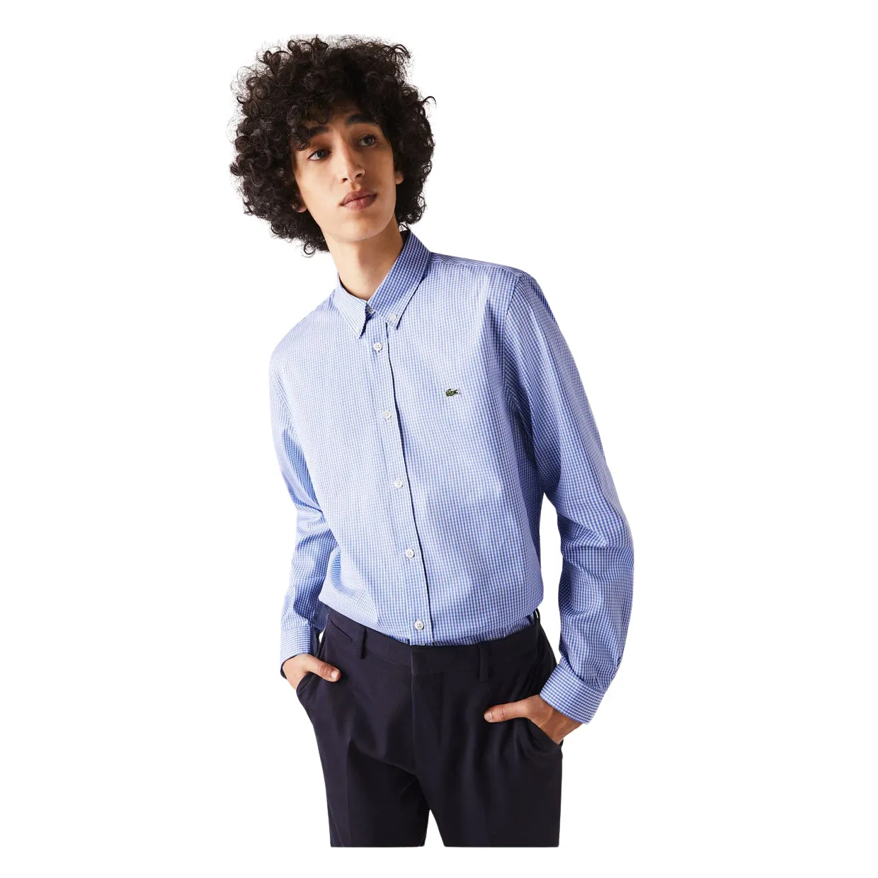 Camicia Lacoste a Quadri  Celeste