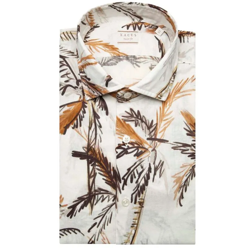 Camicia Tailor Fit stampa tropicale 