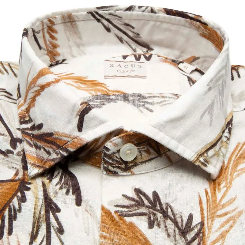 Camicia Tailor Fit stampa tropicale 
