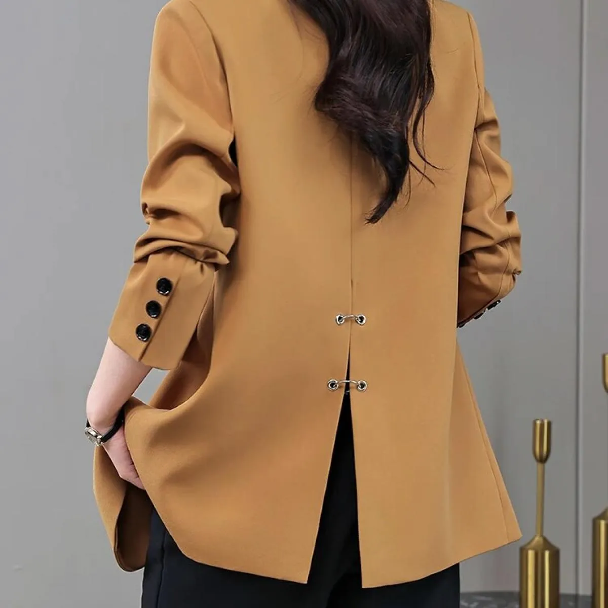 Cappotto da donna blazer casual solido giallo nero rosa da donna Giacca invernale autunnale ampia a maniche lunghe doppio petto