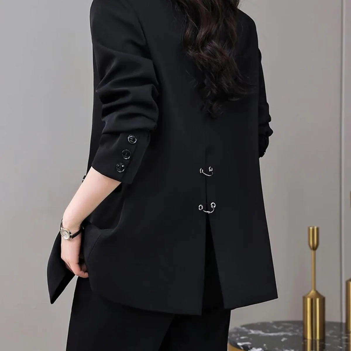 Cappotto da donna blazer casual solido giallo nero rosa da donna Giacca invernale autunnale ampia a maniche lunghe doppio petto