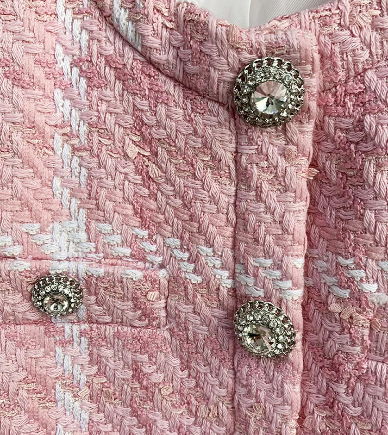 Cappotto da donna in lana intrecciata a quadri rosa Cappotto autunno inverno Tessuto personalizzato Bottone a rombi Giacche cort