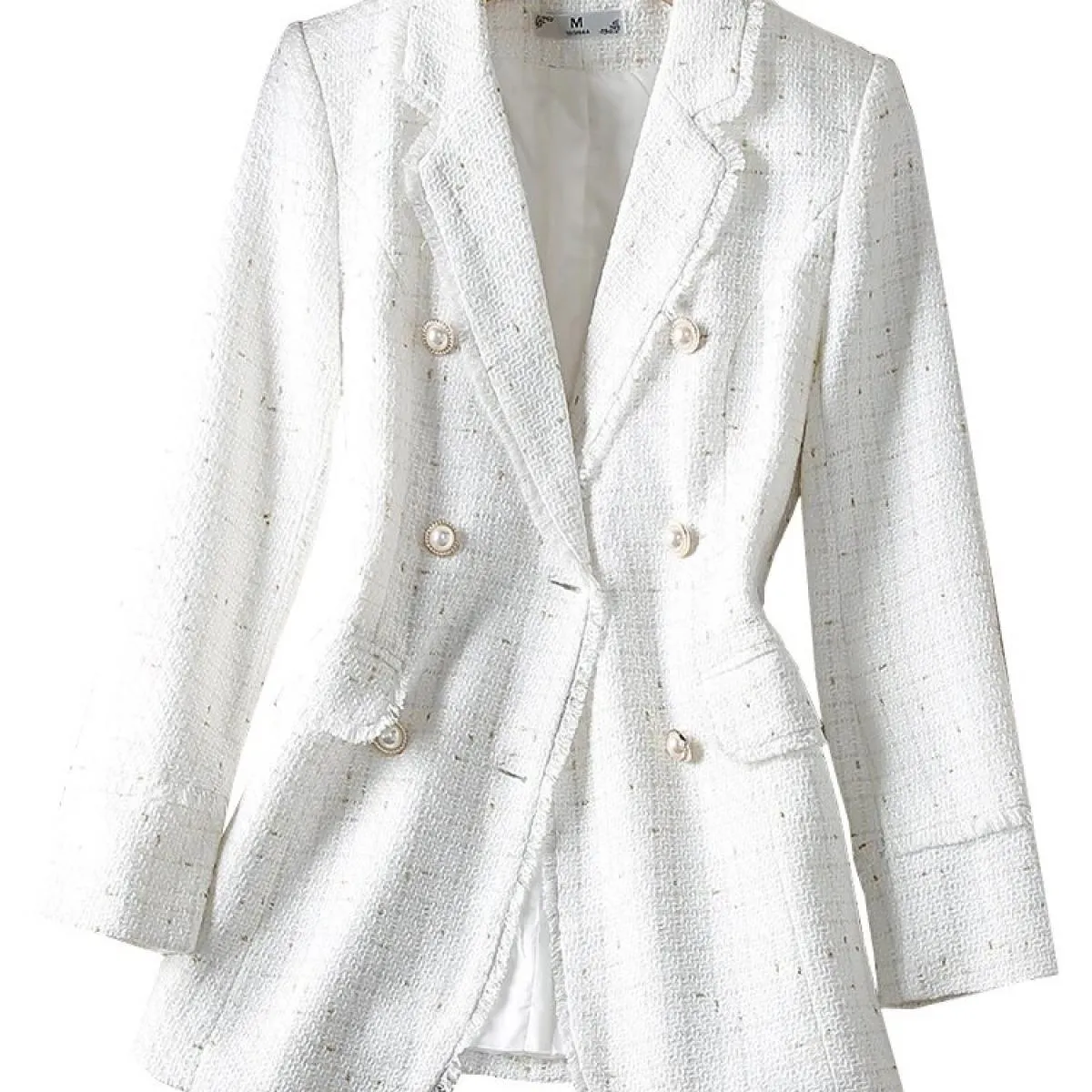 Cappotto da giacca casual dritto doppiopetto a maniche lunghe da donna invernale scozzese bianco nero
