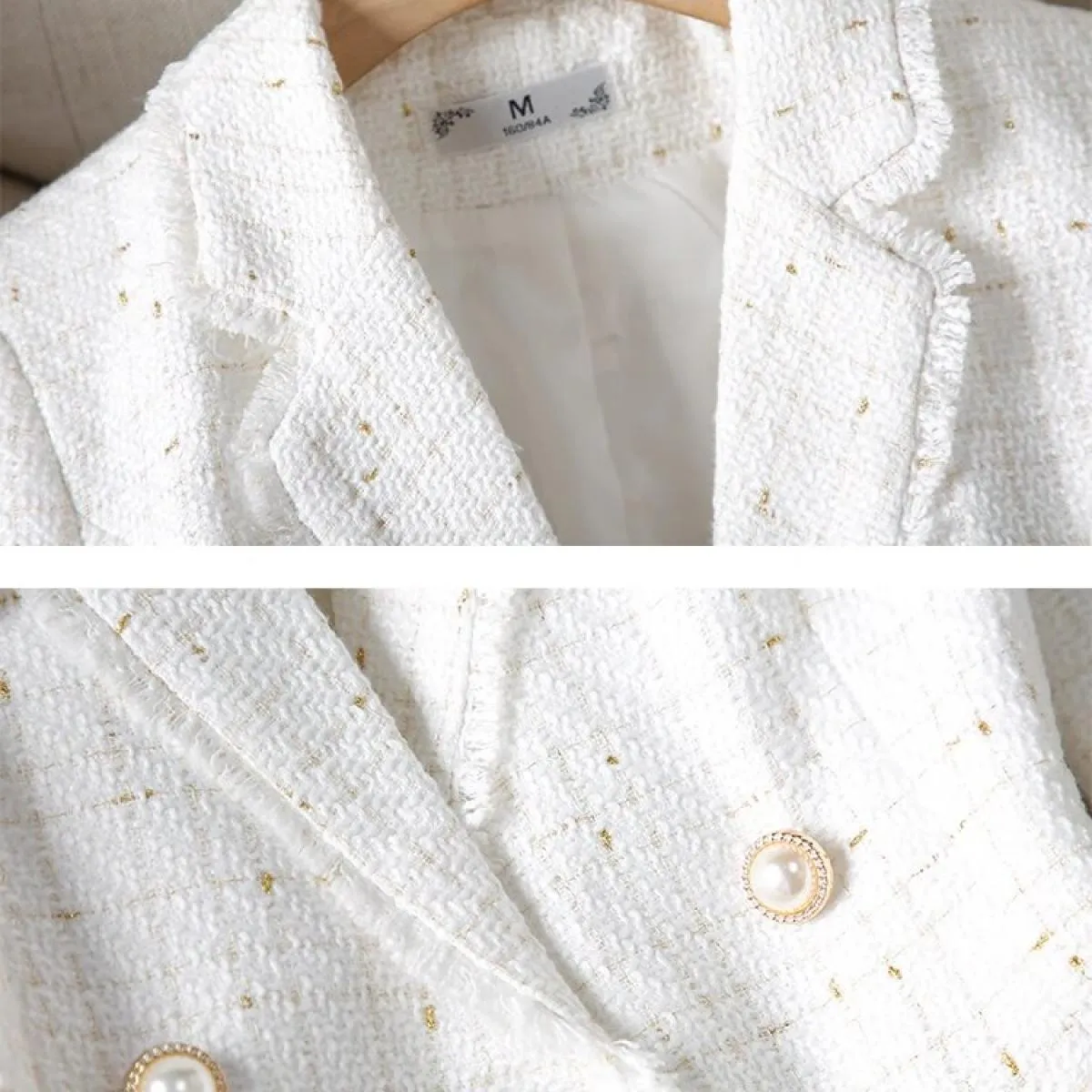 Cappotto da giacca casual dritto doppiopetto a maniche lunghe da donna invernale scozzese bianco nero
