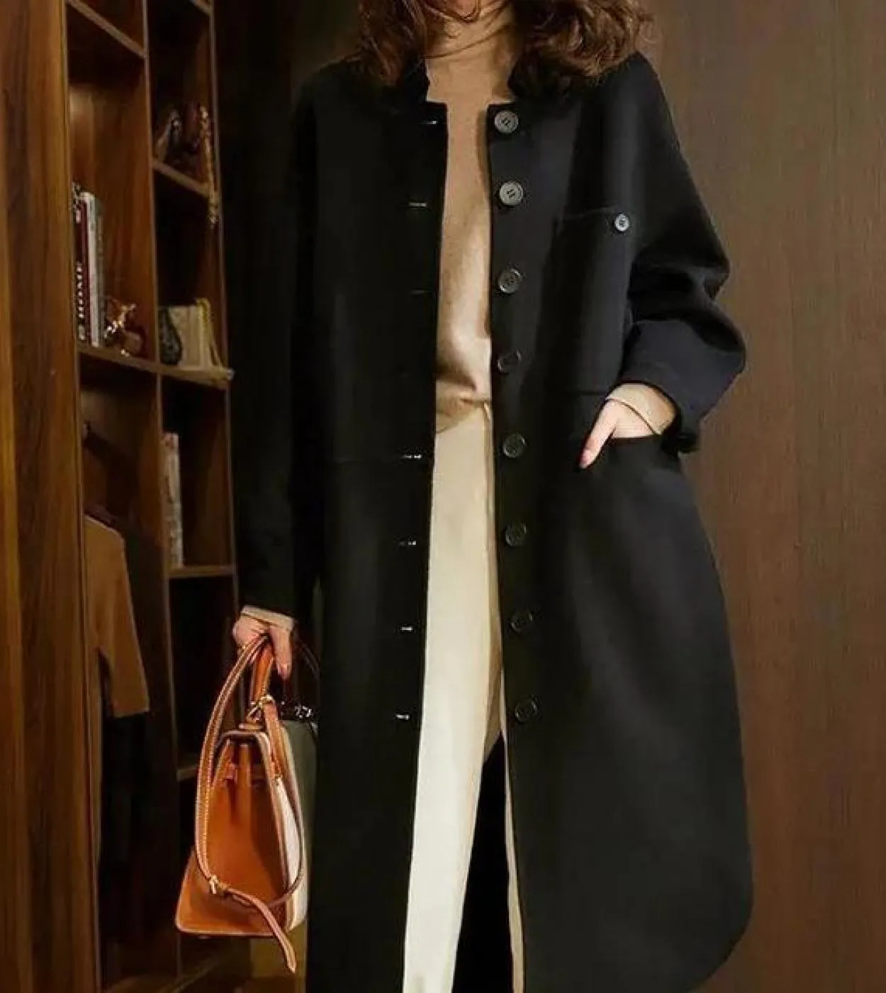 Cappotto di lana monopetto a maniche lunghe casual allentato da donna primavera autunno nuovo arrivo