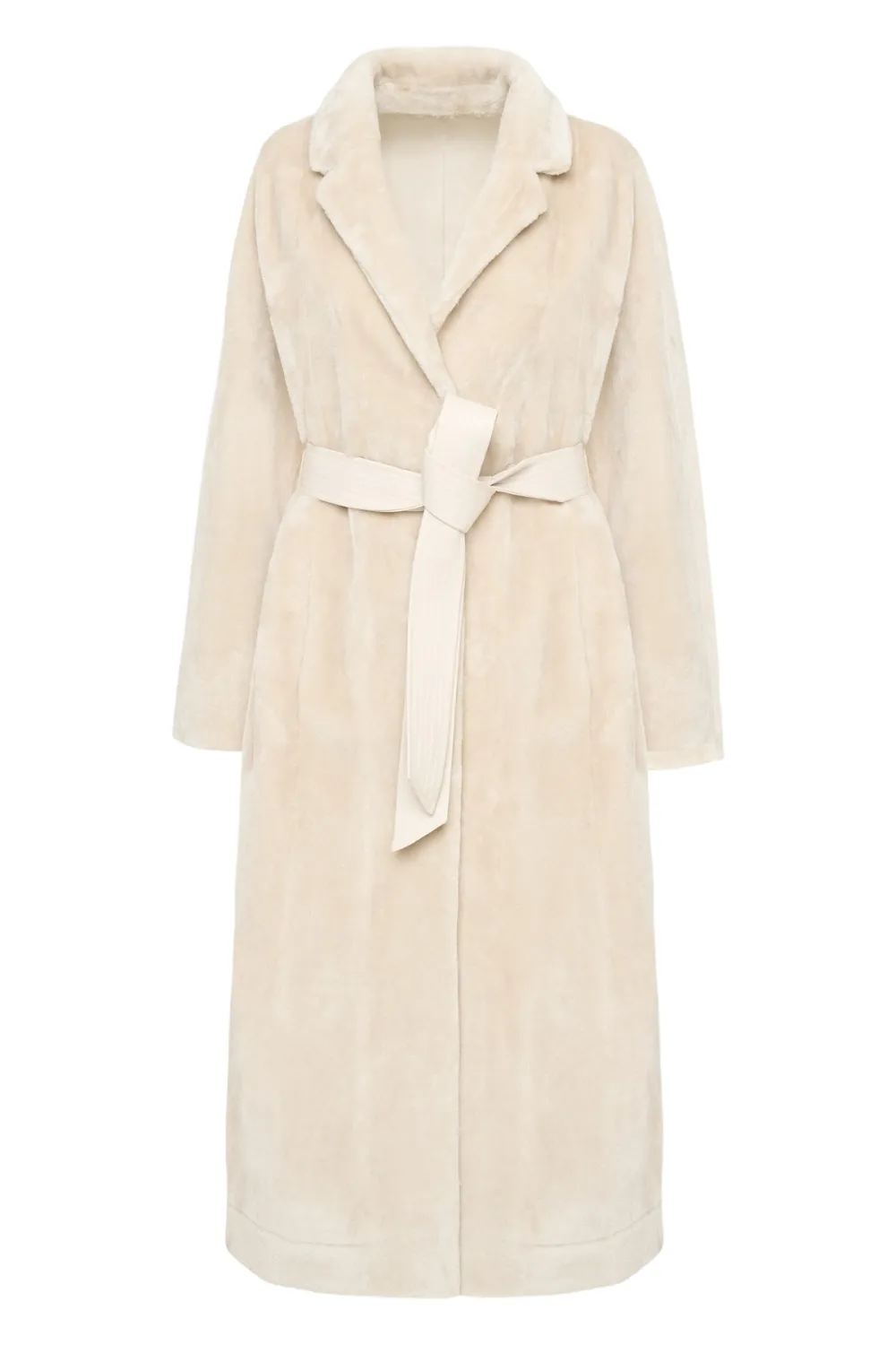 cappotto donna lungo in eco-montone avorio