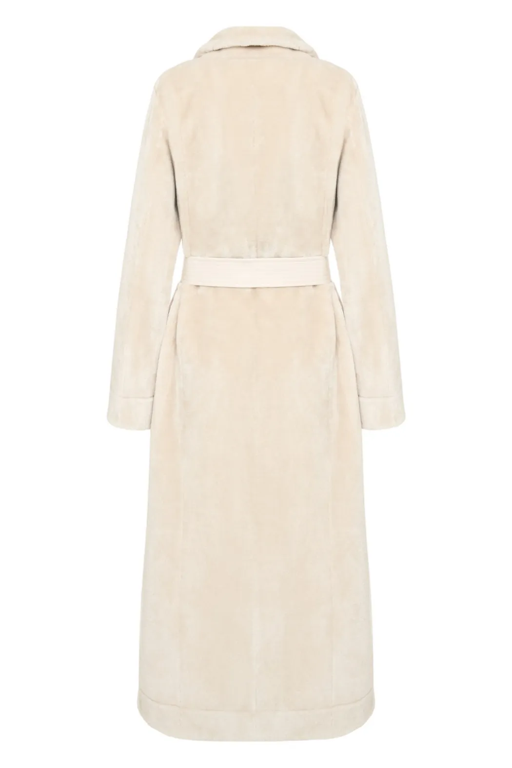 cappotto donna lungo in eco-montone avorio