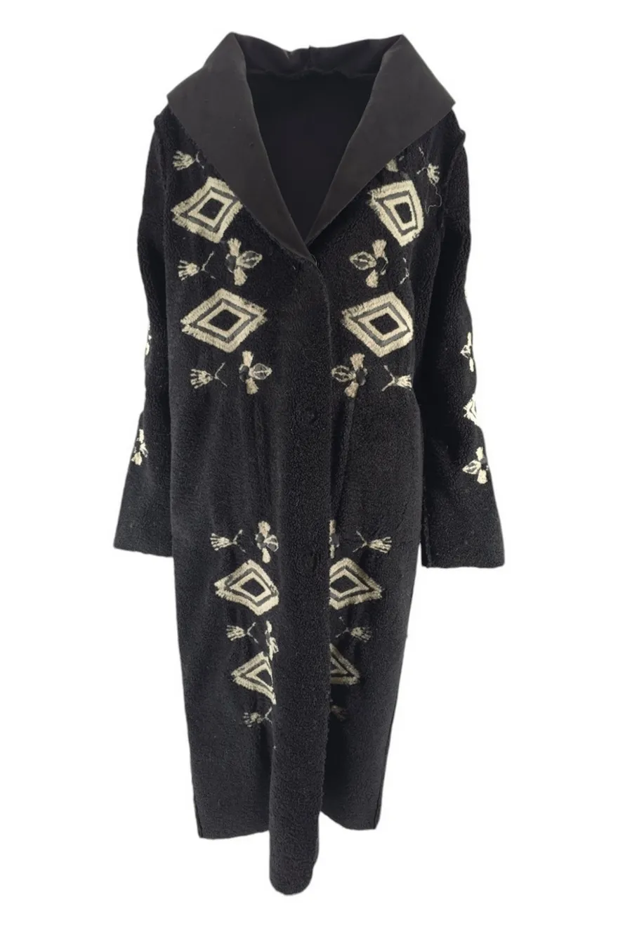 cappotto donna nero e grigio in eco-montone