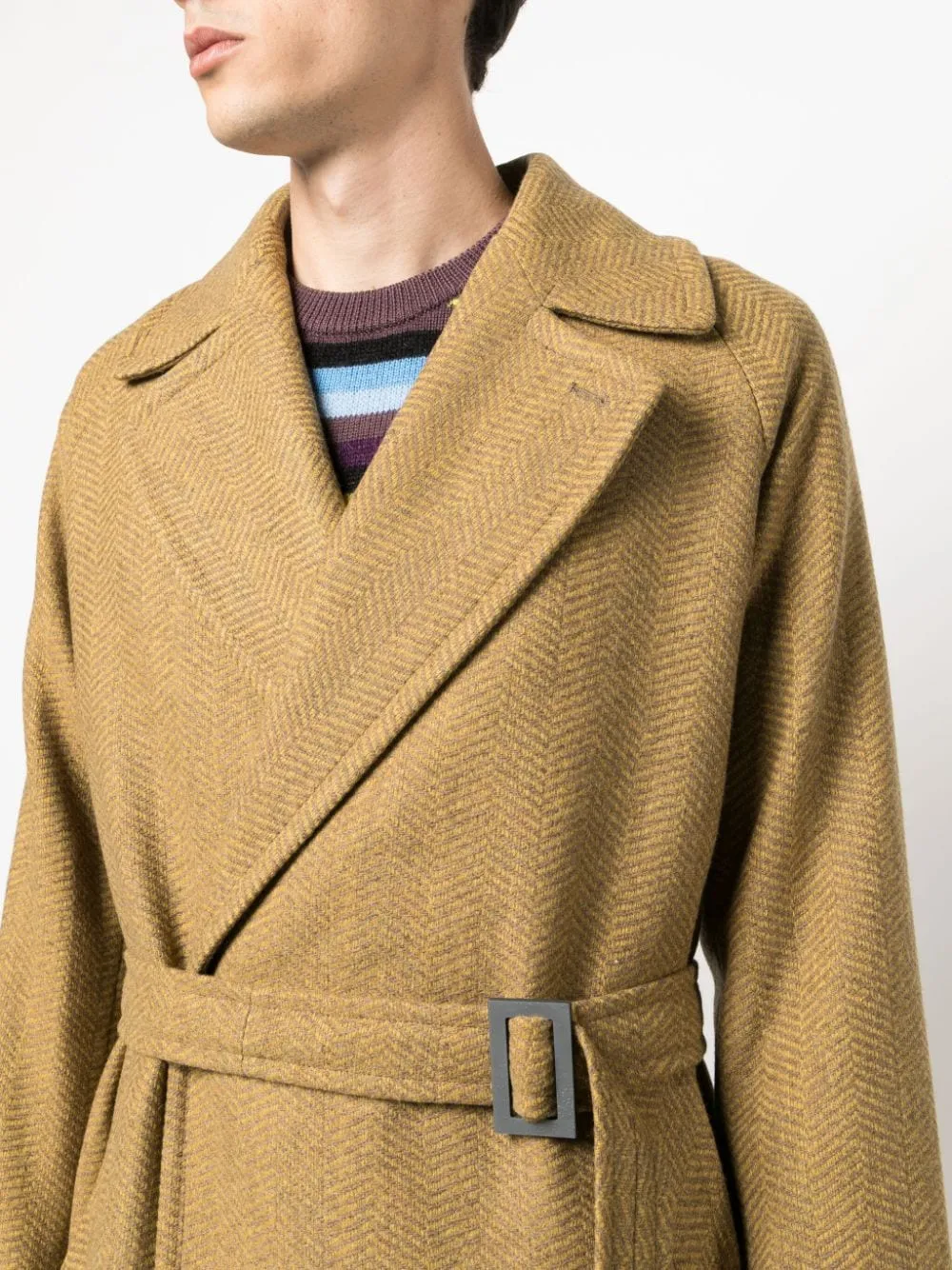 cappotto giallo mostarda con cintura