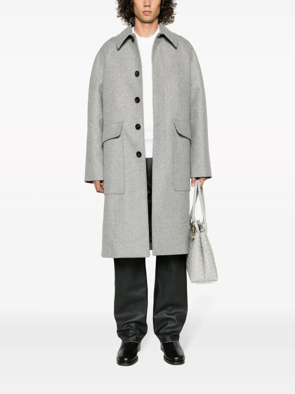 cappotto grigio chiaro monopetto