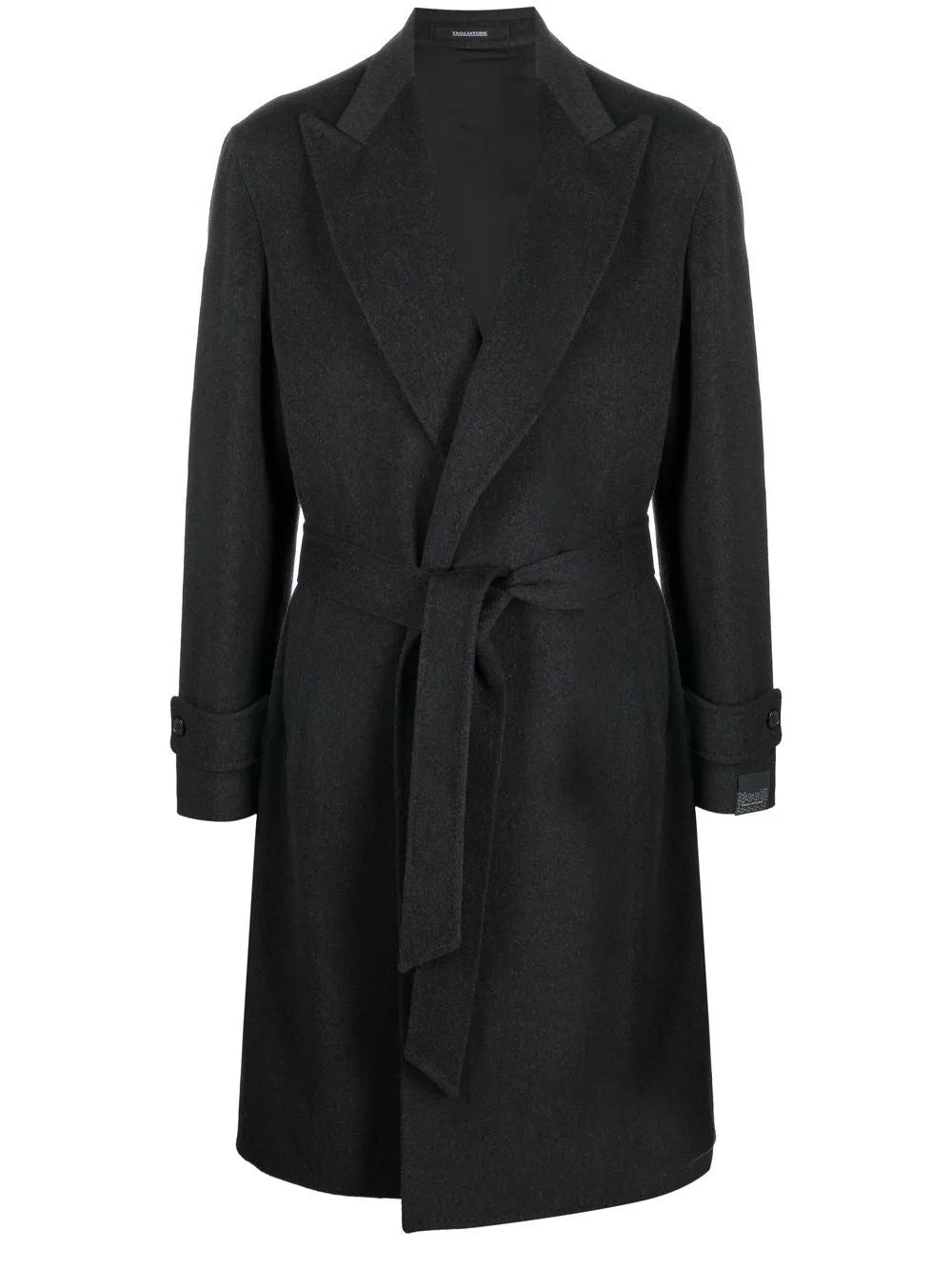cappotto grigio scuro con cintura