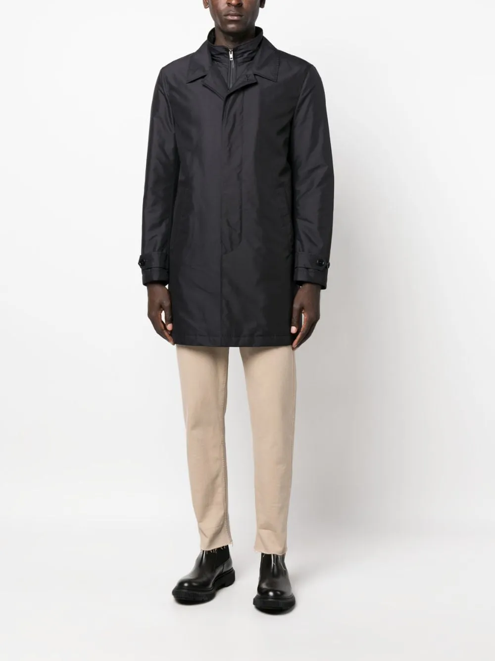 cappotto impermeabile blu