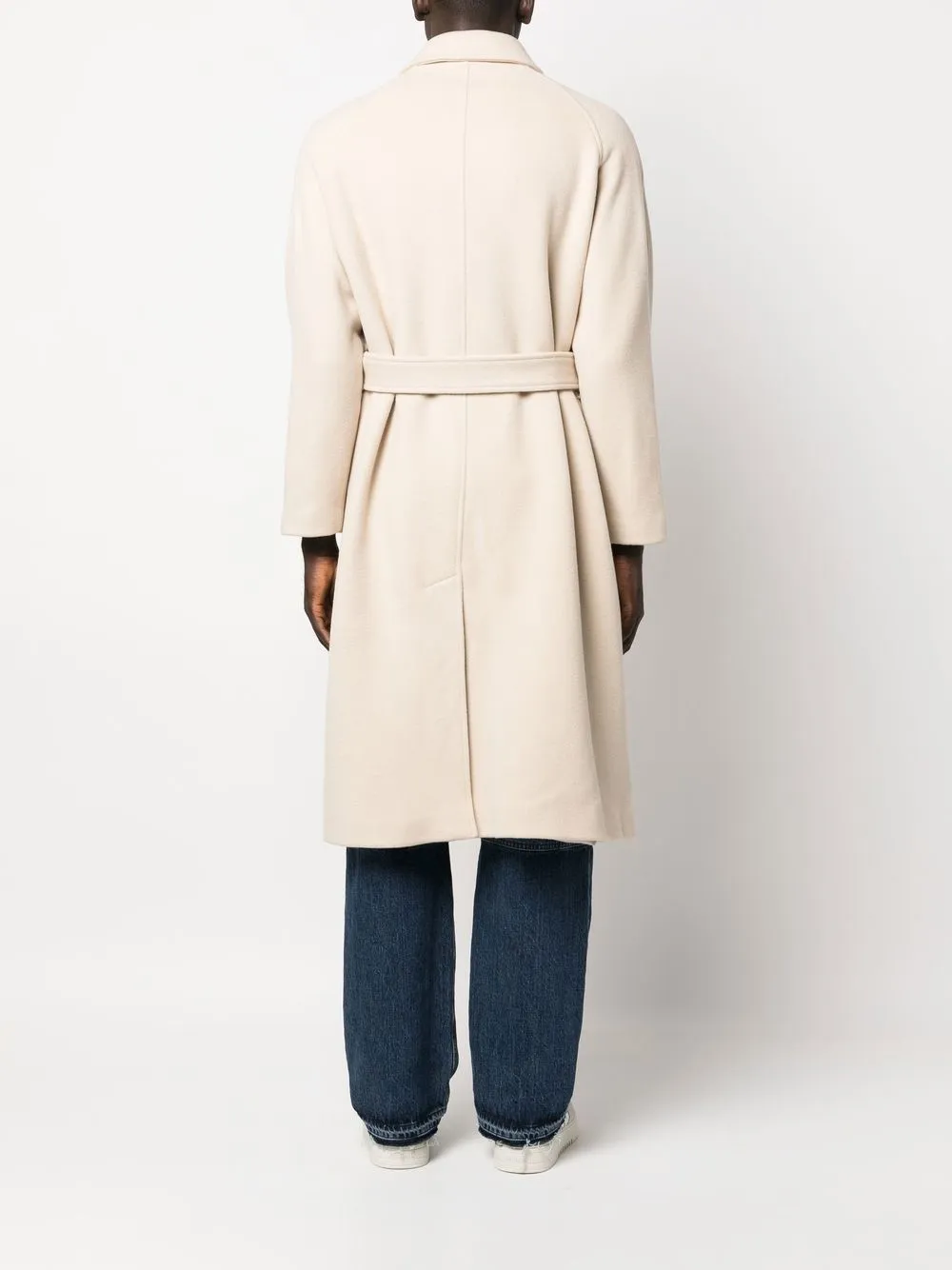 cappotto lungo con cintura beige