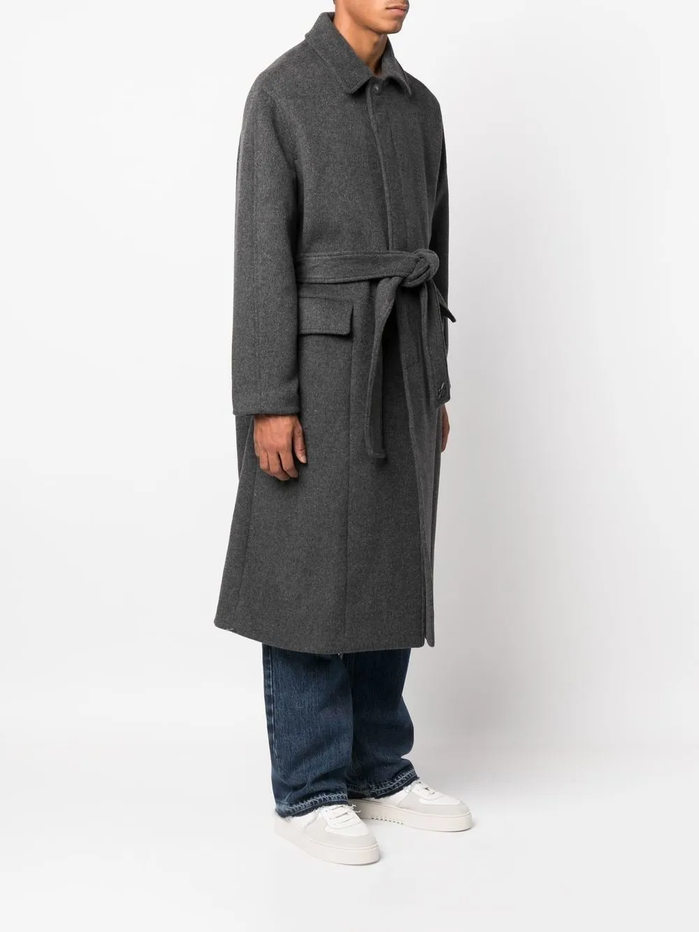 cappotto lungo con cintura grigio