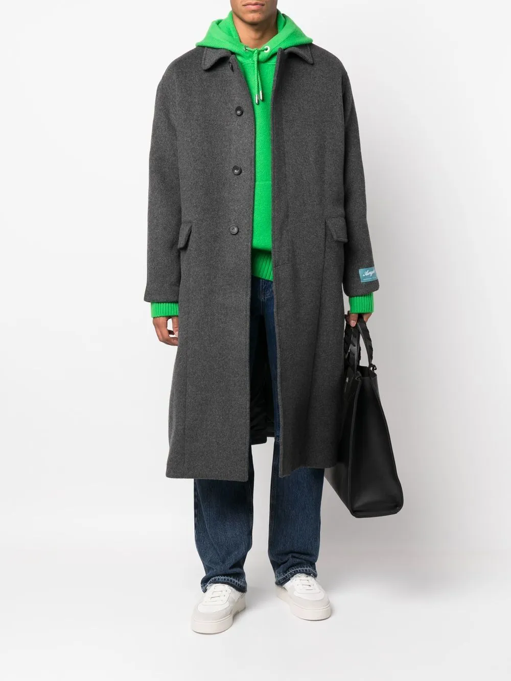 cappotto lungo con cintura grigio