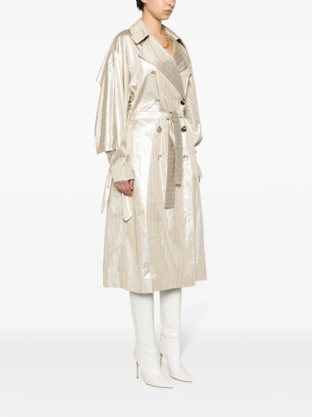 Cappotto lungo gessato