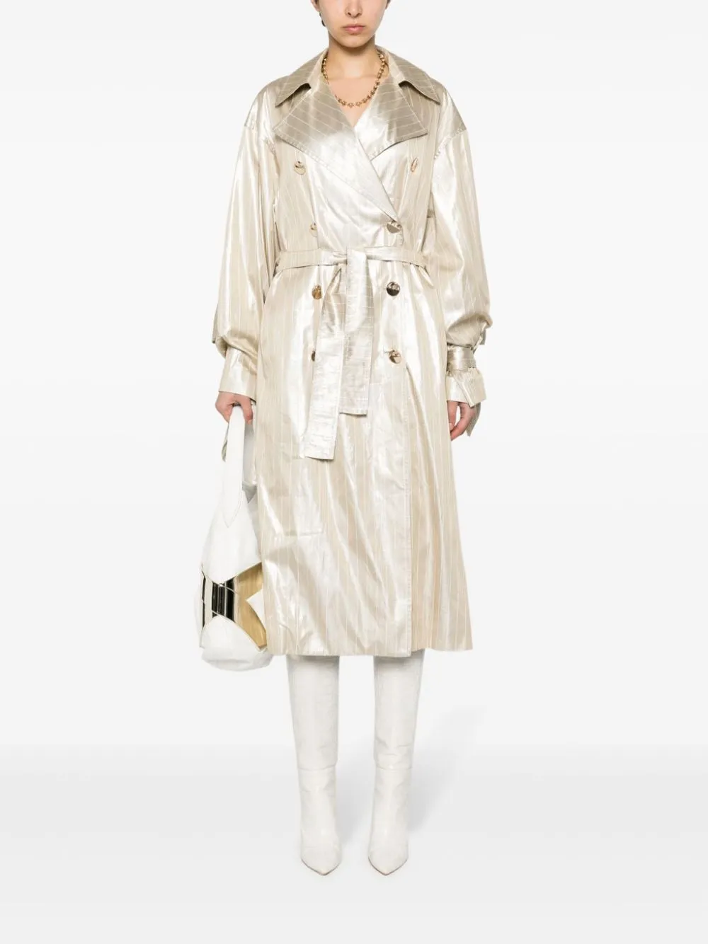 Cappotto lungo gessato