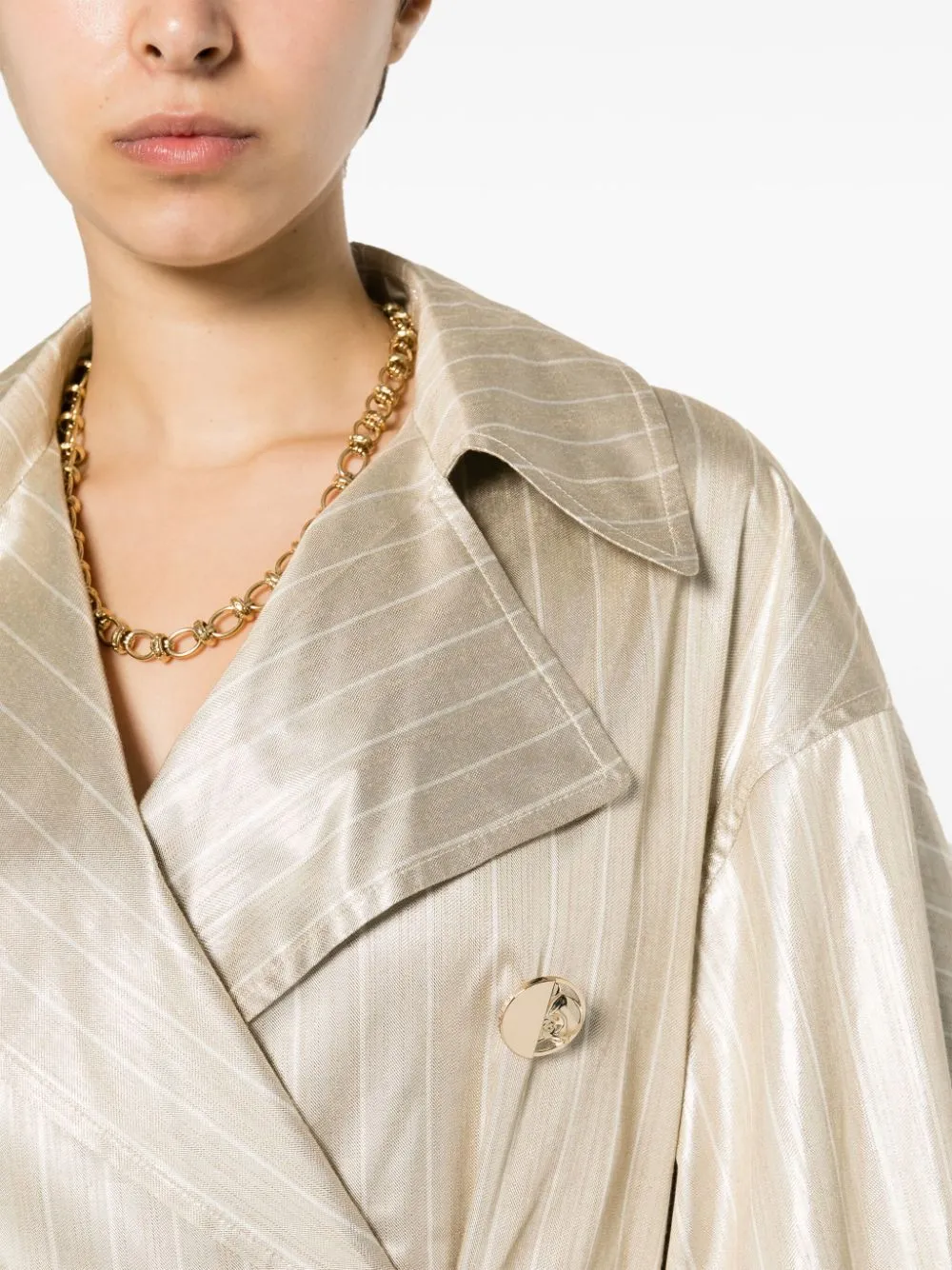 Cappotto lungo gessato